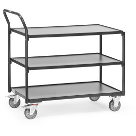 Fetra Tischwagen mit 3 Böden, Griff hochstehend, Grey Edition
