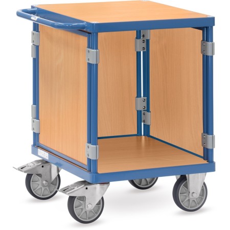 Fetra Tischwagen mit 3 Wänden, blau, Tragkraft 500 / 600 kg - Detailansicht
