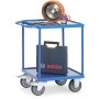 Chariot de table Fetra, plateau de chargement carré, avec 2 bacs en tôle d'acier avec rebord de 10 mm - vue détaillée