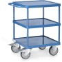 Chariot de table Fetra, plateforme carrée, avec 3 bacs en tôle d'acier avec rebord de 10 mm
