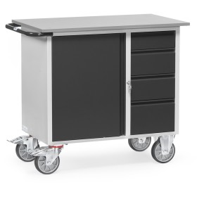 Fetra Werkstattwagen mit 1 Schrank, 4 Schubladen, Grey Edition