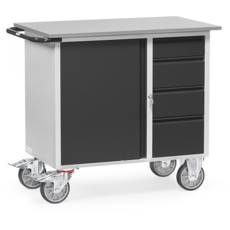 Fetra Werkstattwagen mit 1 Schrank, 4 Schubladen, Grey Edition