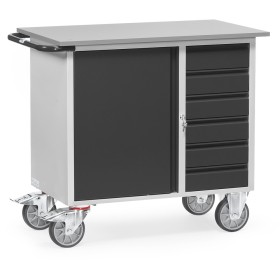 Fetra Werkstattwagen mit 1 Schrank, 6 Schubladen, Grey Edition
