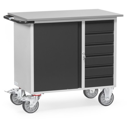 Fetra Werkstattwagen mit 1 Schrank, 6 Schubladen, Grey Edition