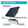 XXLED Abnehmbare Solar-LED-Applikation - 1000 Lumen - PIR-Bewegungssensor - 4000K - Produktansicht