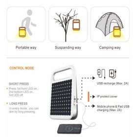 XXLED Tragbarer Solar-LED-Strahler - 4W - Powerbank + USB wiederaufladbar