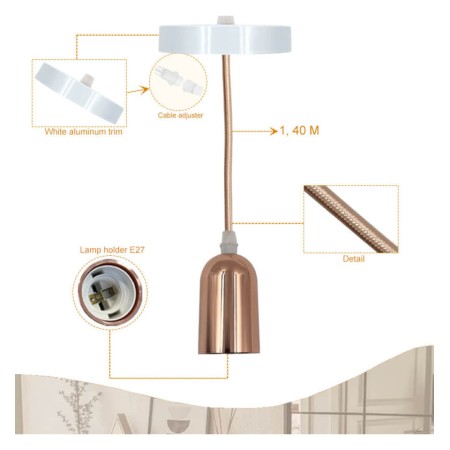 XXLED Hängelampe - VINTAGE ROSA GOLD - für E27