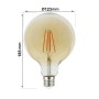 XXLED 8W LED Lampe E27 Glühfaden Vintage G125 - Dimmbar 1800K