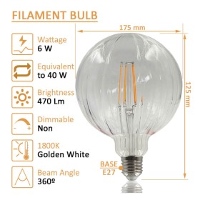 XXLED LED-Filamentlampe - Kugel - Dekorative 6W E27 - Bernstein - BIG Ø175mm