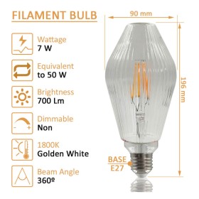 XXLED LED-Filamentlampe -DIAMANT- Dekorativ 7W E27 - Bernstein