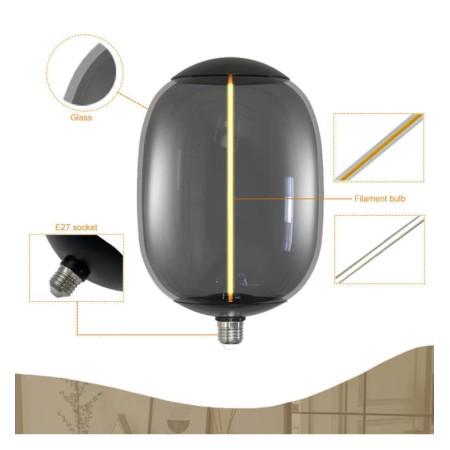 XXLED LED-Glühlampe mit Rauchglas-Filament BIG - 4W E27 - T178 - Bernstein