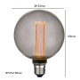 XXLED Lampada LED - Vetro fumé moderno - 4W - E27 - G125 - Dimmerabile - vista dettagliata
