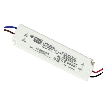 XXLED Alimentation PROFESSIONNELLE 5V 25W 5A - MEANWELL - IP67 - TÜV