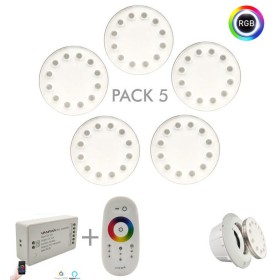 XXLED PACK -5 - RGB Tauchbare LED-Lampe 36W PAR56 - DC12V - IP68 - Edelstahl316 - IK10 - Pool