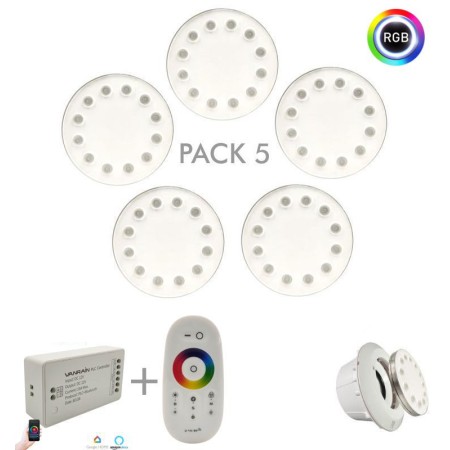 XXLED PACK -5 - RGB Tauchbare LED-Lampe 36W PAR56 - DC12V - IP68 - Edelstahl316 - IK10 - Pool