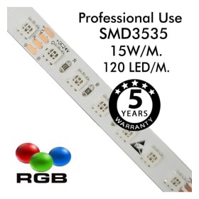 Bande LED 24V RGB 15W/m | 120xLED/m | 10m | SMD3535 | IP20