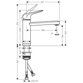 hansgrohe Focus M42 Einhebel-Küchenmischer 120, Vorfenstermontage, 1jet