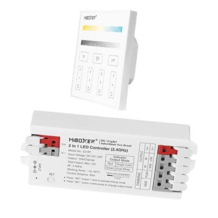 XXLED Pack de contrôleur LED CCT 12-24V + télécommande B2 - 2,4 GHz