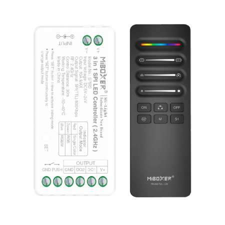 XXLED Contrôleur LED numérique SPI RGB - RGBW - RGBIC - 5-24V + Télécommande