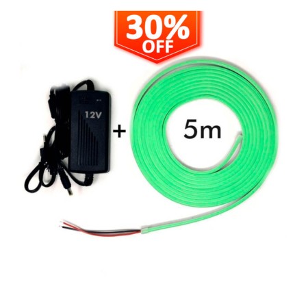 XXLED LED Bande Néon Vert LED 6mm 12V + Alimentation