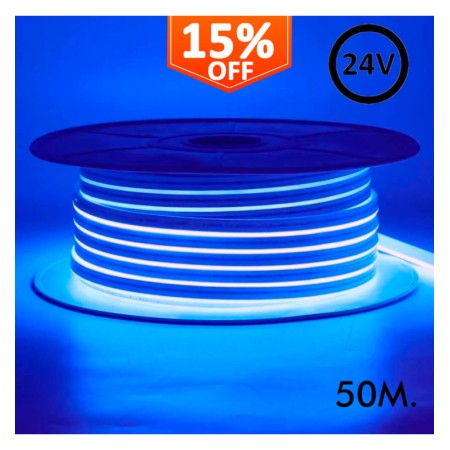 XXLED Flexibles LED-Neon 24V - 13W/m - Rolle 50m - 6x12mm - Blau