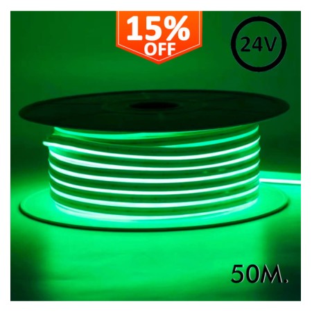 XXLED Flexibles LED-Neon 24V - 13W/m - Rolle 50m - 6x12mm - Grün