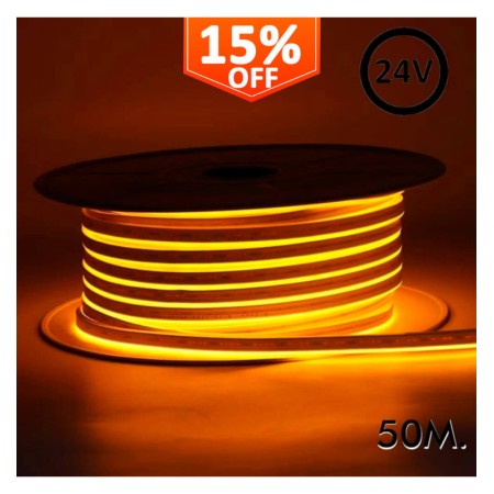 XXLED Flexibles LED-Néon 24V - 13W/m - Rouleau 50m - 6x12mm - Orange