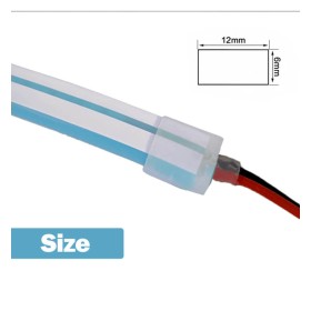 Ruban Néon-LED 24V 13W/m – 50M – conçu pour la signalisation – 6x12mm – Découpable tous les 1cm – Bleu Glace