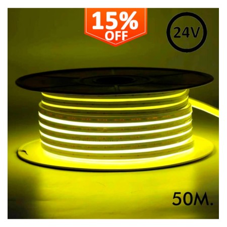 XXLED LED Neon Flex 24V - 8W/m - Rotolo 50m - 6x12mm - GIALLO