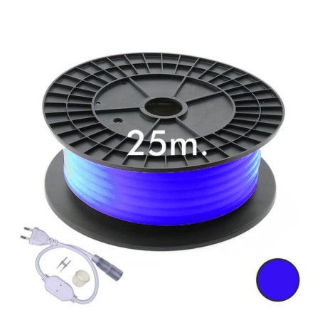 XXLED Neon LED - Flexibel Rund - 220V - Spule 25m - 16mm - 7W/m - Blau
