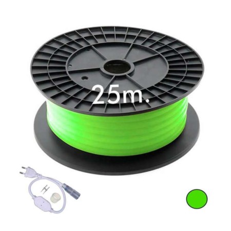 XXLED Neon LED - Flexibel Rund - 220V - Spule 25m - 16mm - 7W/m - Grün
