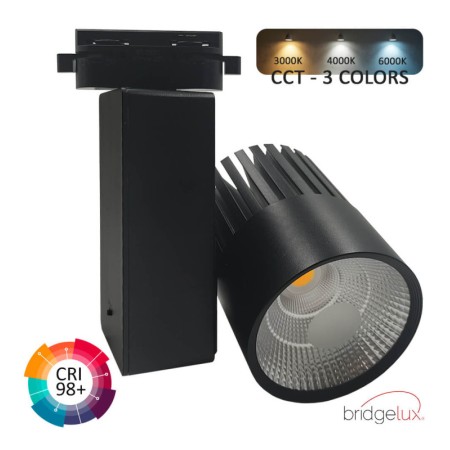 XXLED LED Strahler 40W GRAZ Schwarz BRIDGELUX Chip 1-Phasen Schienensystem CRI +98 - CCT