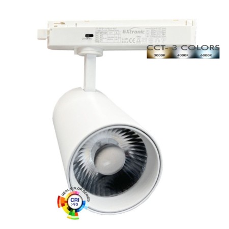XXLED LED-Scheinwerfer 40W - 34W NEW MAYA Weiss Einkreis-Schienensystem - CCT - CRI+92 - UGR13 - 120Lm/W