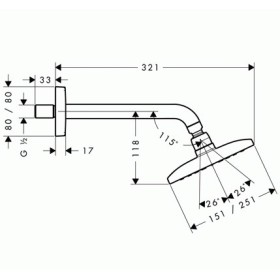 hansgrohe Raindance E Kopfbrause 240 1jet EcoSmart mit Brausearm