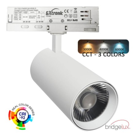XXLED LED-Spot 40W - 30W NEW MAYA Weiss Dreiphasenschienen - CCT - CRI+92 - UGR13 - HOHE LUMEN