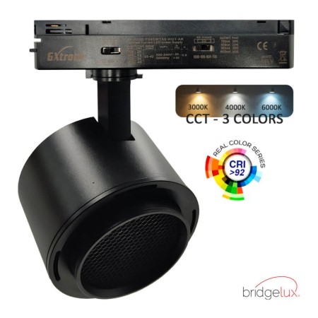 XXLED Proiettore LED 40W-28W Monofase - ROMA Nero - Driver GxTronic - Ottica Regolabile 24º-60º - UGR13