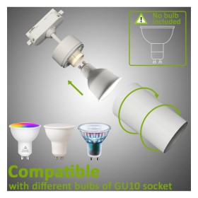 Projecteur sur rail - BORNE BLANC - Pour lampes GU10 - Aluminium monophasé