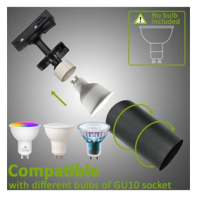 Projecteur de rail - EMMEN NOIR - pour lampe GU10 - monophasé