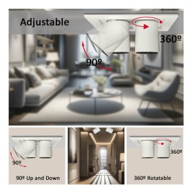 Downlight LED 12W - PERISCOPE ORIENTABLE - Rectangulaire - Choix de la couleur CCT