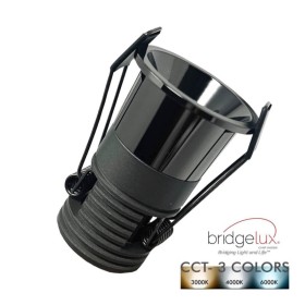 Projecteur LED Downlight LED 6W Chromé noir Bridgelux Chip - 40° - UGR11- CCT