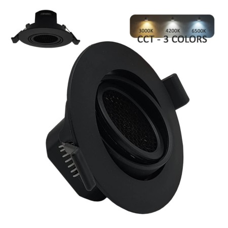 XXLED LED Strahler Downlight Schwenkbar Rund - Schwarz 7W - Einstellbarer Scheinwerfer - UGR19