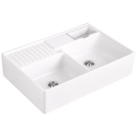 Villeroy & Boch Spülstein Doppelbecken inkl. Hahnlochbohrung Pos.1, Ablaufgarnitur mit Handbetätigung