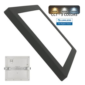 XXLED Downlight + LED-Deckenleuchte - Quadrat - MOSS SCHWARZ LUMILEDS - 24W EINSTELLBAR