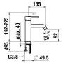 Miscelatore monocomando per lavabo LAUFEN LUA Eco+ versione semialta senza tappo di scarico - vista dettagliata