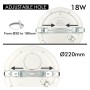 XXLED Downlight + LED-Deckenleuchte - Rund - MOSS Weiss LUMILEDS- 18W EINSTELLBAR - Wählbare CCT-Farbe - technische Ansicht