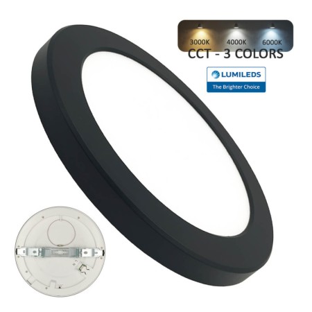 XXLED Downlight + LED-Deckenleuchte - Rund - SCHWARZ MOSS LUMILEDS - 6W EINSTELLBAR - Wählbare CCT-Farbe