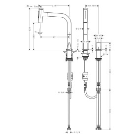 hansgrohe Metris Select M71 2-Loch Einhebel-Küchenmischer 200, Ausziehbrause, 2jet