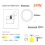 XXLED Plafoniera LED Rotonda 24W in acciaio inossidabile - CCT - chip OSRAM DURIS E 2835 - vista tecnica