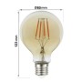 XXLED 40stk. Lampe LED à filament 6W E27 G80 Vintage Or - Dimmable - vue technique