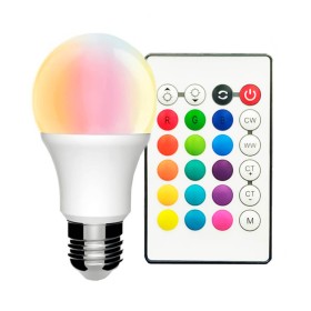 XXLED LED-Glühbirne RGB + 3000K - 10W 270º E27 mit Fernbedienung